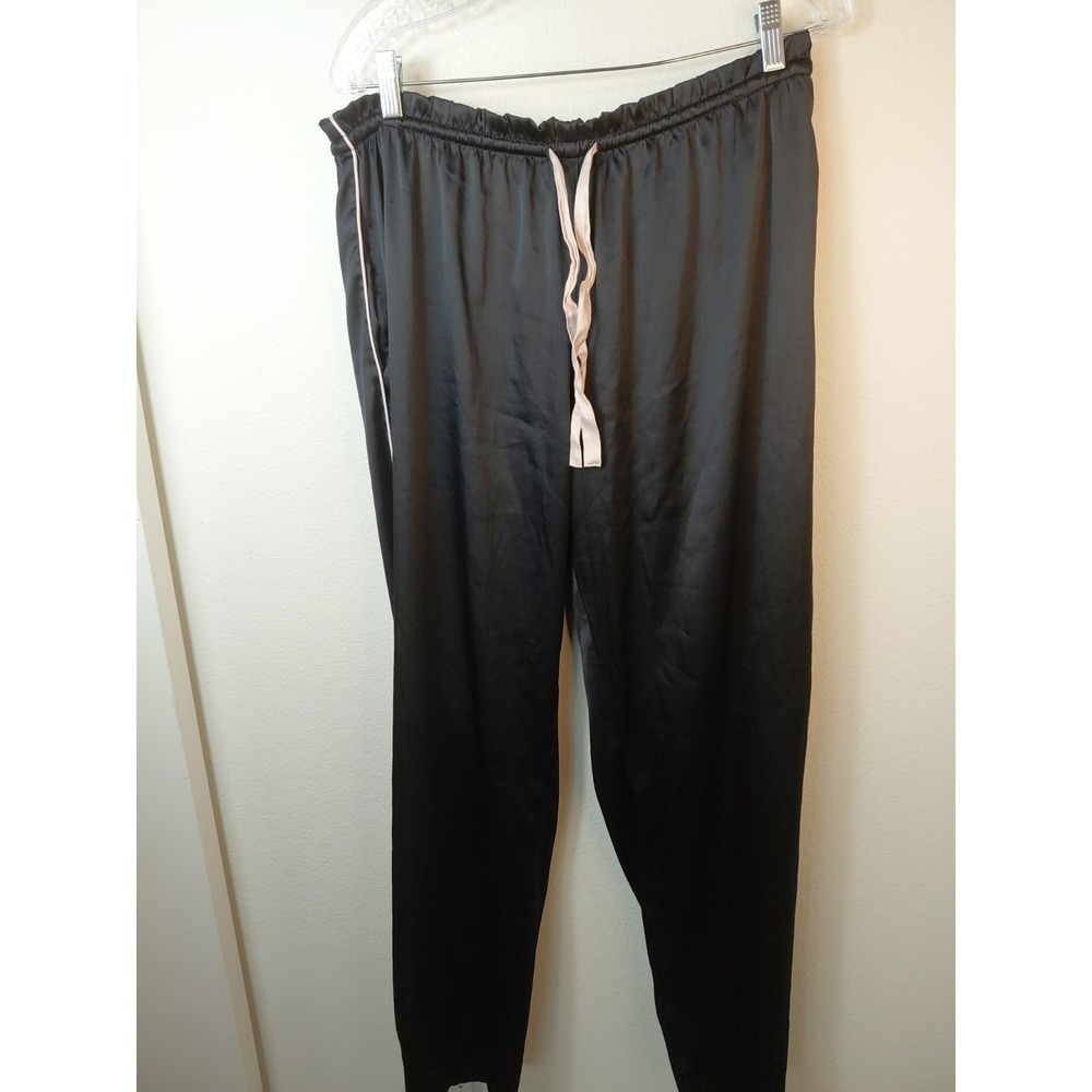 Victoria's Secret Black Satin Pajama Lounge Pants With Pockets Size Large